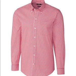 CUTTER & BUCK Tailored Fit Stretch Gingham Long Sleeve Sport Shirt